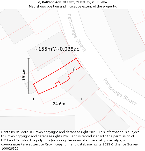 6, PARSONAGE STREET, DURSLEY, GL11 4EA: Plot and title map