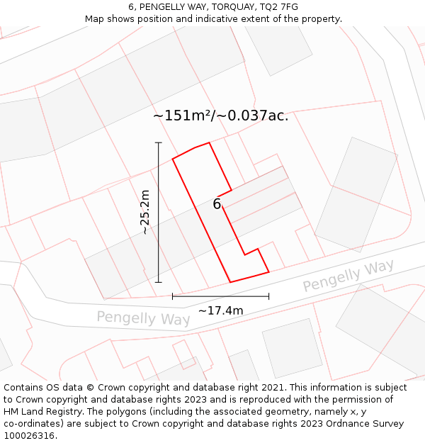 6, PENGELLY WAY, TORQUAY, TQ2 7FG: Plot and title map