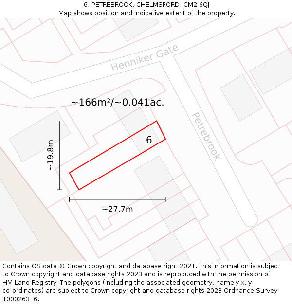 6, PETREBROOK, CHELMSFORD, CM2 6QJ: Plot and title map