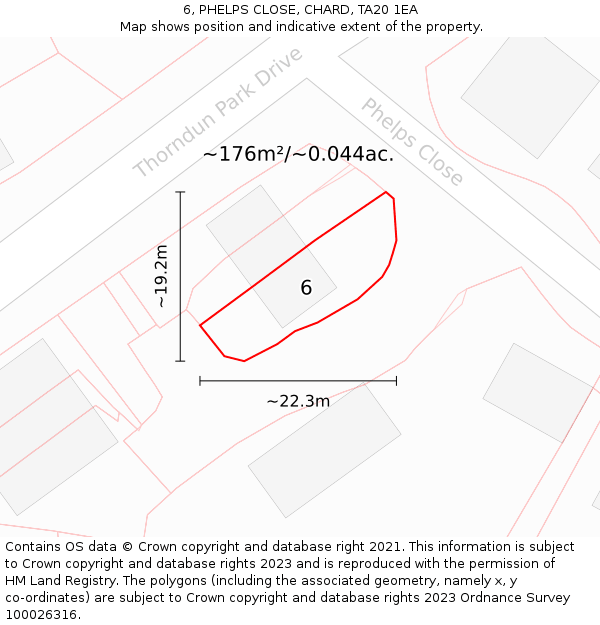 6, PHELPS CLOSE, CHARD, TA20 1EA: Plot and title map