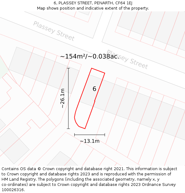 6, PLASSEY STREET, PENARTH, CF64 1EJ: Plot and title map