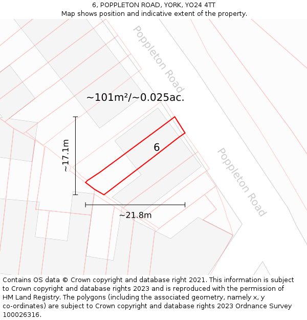 6, POPPLETON ROAD, YORK, YO24 4TT: Plot and title map