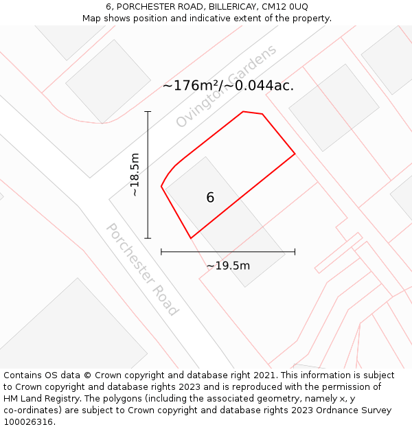 6, PORCHESTER ROAD, BILLERICAY, CM12 0UQ: Plot and title map