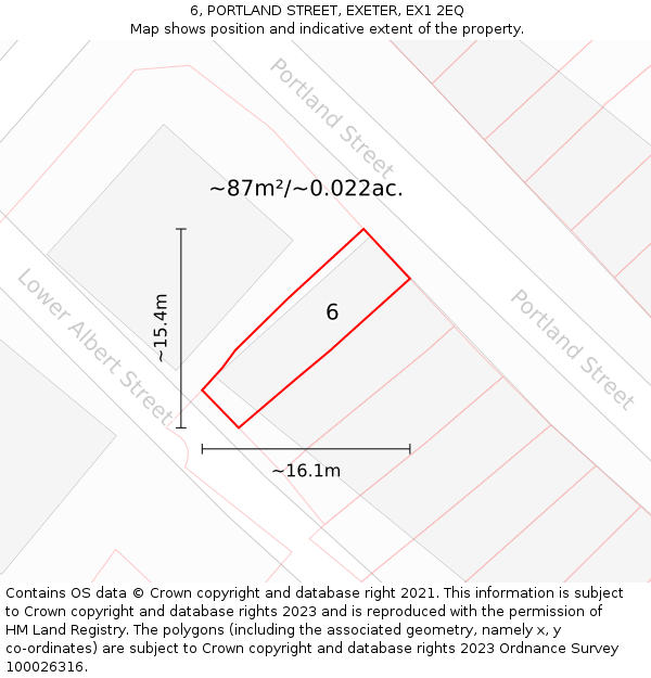 6, PORTLAND STREET, EXETER, EX1 2EQ: Plot and title map