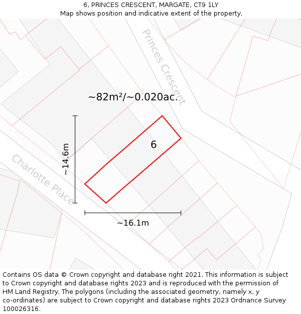 6, PRINCES CRESCENT, MARGATE, CT9 1LY: Plot and title map