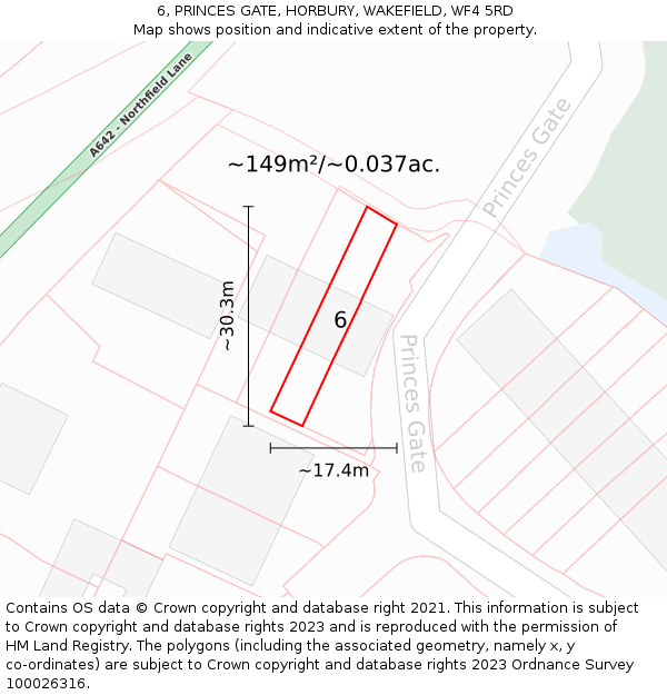6, PRINCES GATE, HORBURY, WAKEFIELD, WF4 5RD: Plot and title map