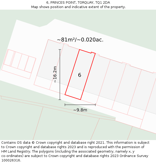 6, PRINCES POINT, TORQUAY, TQ1 2DA: Plot and title map