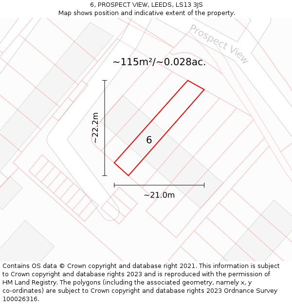 6, PROSPECT VIEW, LEEDS, LS13 3JS: Plot and title map