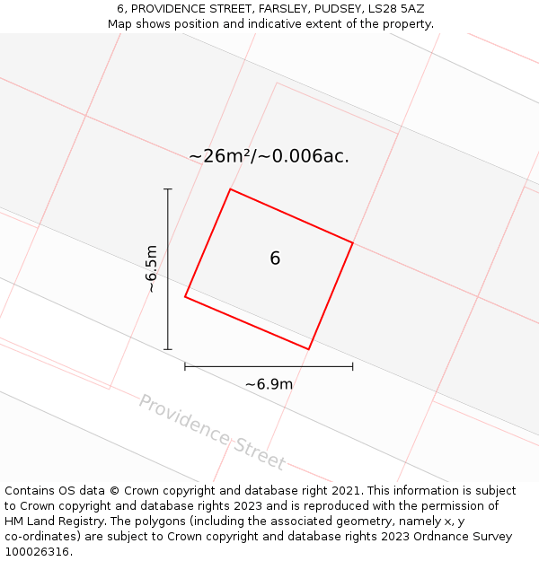 6, PROVIDENCE STREET, FARSLEY, PUDSEY, LS28 5AZ: Plot and title map