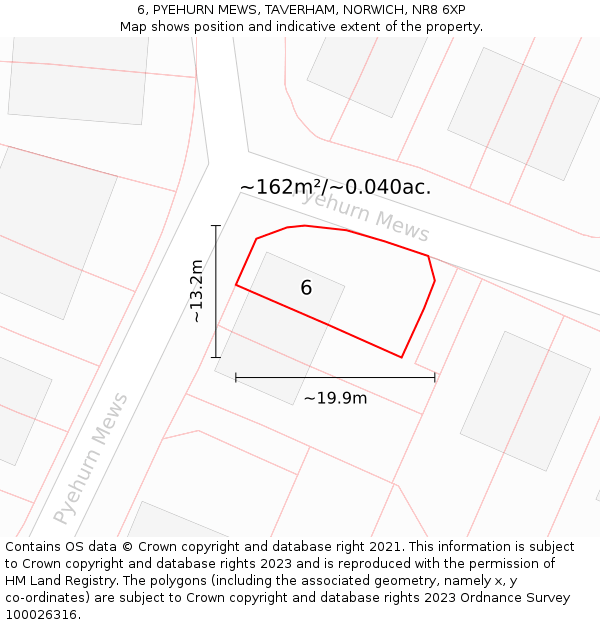 6, PYEHURN MEWS, TAVERHAM, NORWICH, NR8 6XP: Plot and title map