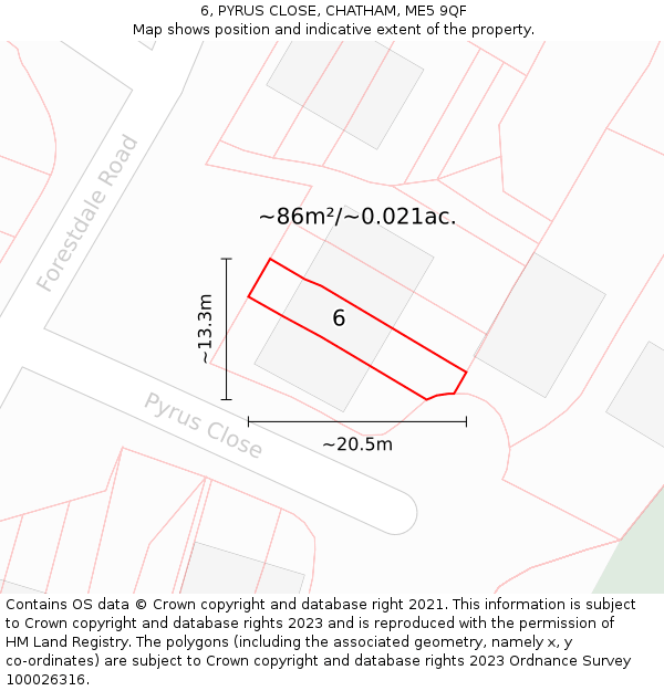 6, PYRUS CLOSE, CHATHAM, ME5 9QF: Plot and title map