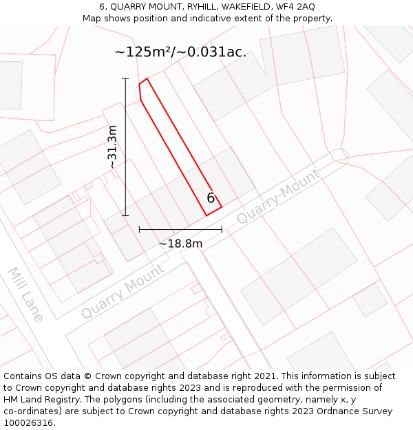 6, QUARRY MOUNT, RYHILL, WAKEFIELD, WF4 2AQ: Plot and title map
