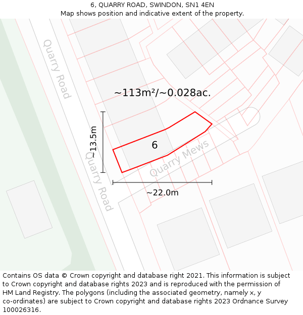 6, QUARRY ROAD, SWINDON, SN1 4EN: Plot and title map