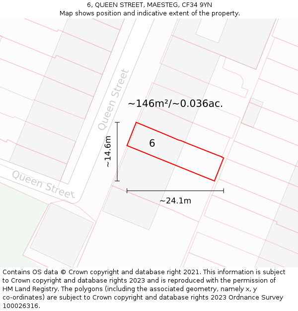 6, QUEEN STREET, MAESTEG, CF34 9YN: Plot and title map