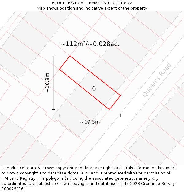 6, QUEENS ROAD, RAMSGATE, CT11 8DZ: Plot and title map