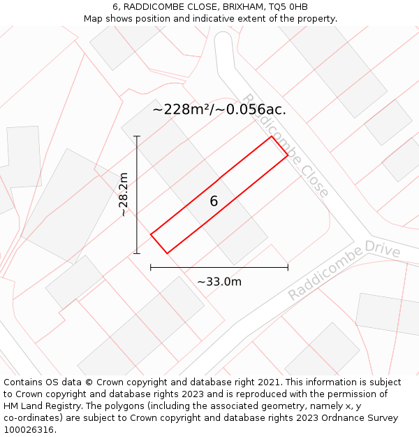 6, RADDICOMBE CLOSE, BRIXHAM, TQ5 0HB: Plot and title map