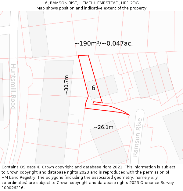 6, RAMSON RISE, HEMEL HEMPSTEAD, HP1 2DG: Plot and title map