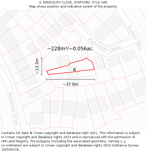 6, RANDOLPH CLOSE, STAFFORD, ST16 1WE: Plot and title map