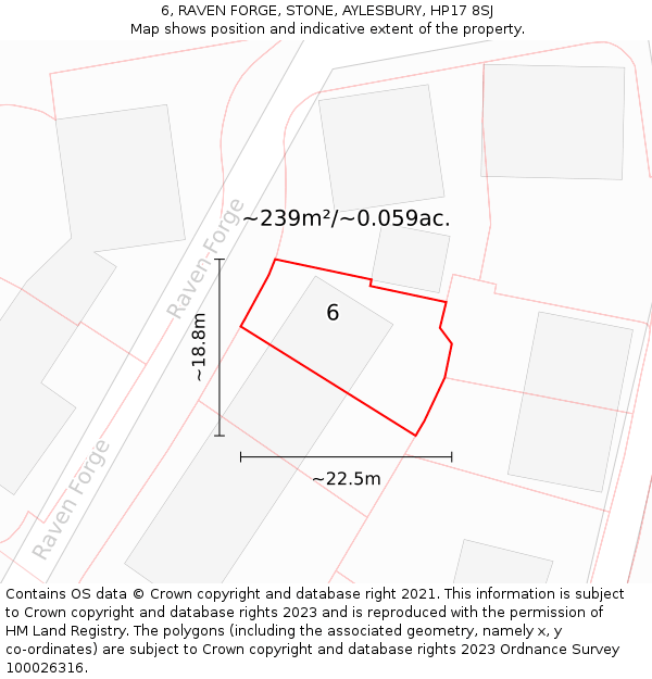 6, RAVEN FORGE, STONE, AYLESBURY, HP17 8SJ: Plot and title map