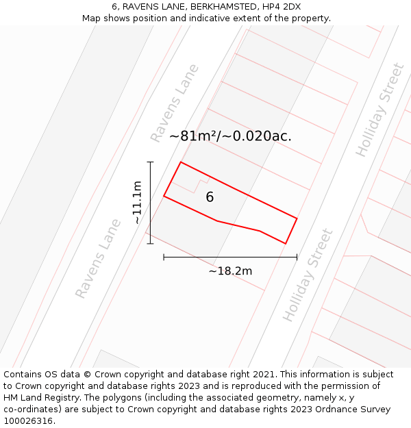 6, RAVENS LANE, BERKHAMSTED, HP4 2DX: Plot and title map