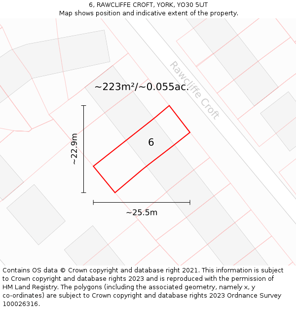 6, RAWCLIFFE CROFT, YORK, YO30 5UT: Plot and title map