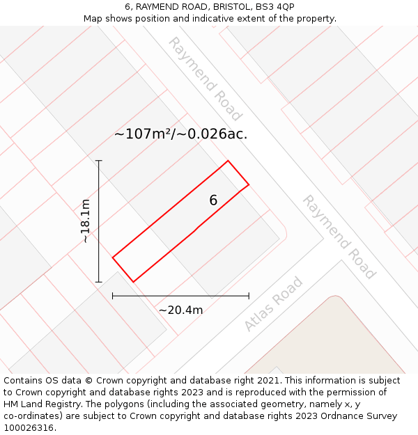 6, RAYMEND ROAD, BRISTOL, BS3 4QP: Plot and title map