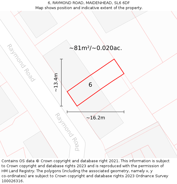 6, RAYMOND ROAD, MAIDENHEAD, SL6 6DF: Plot and title map