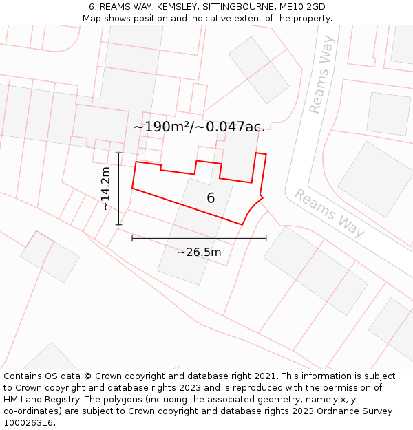 6, REAMS WAY, KEMSLEY, SITTINGBOURNE, ME10 2GD: Plot and title map