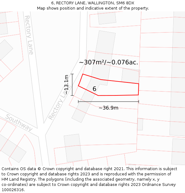 6, RECTORY LANE, WALLINGTON, SM6 8DX: Plot and title map