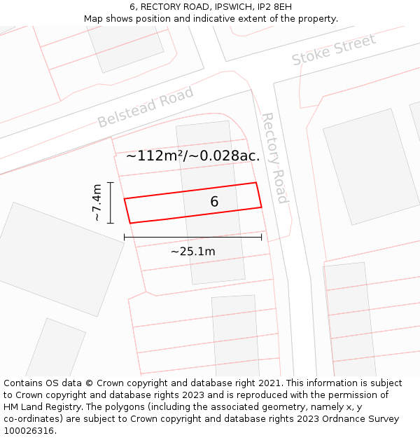 6, RECTORY ROAD, IPSWICH, IP2 8EH: Plot and title map