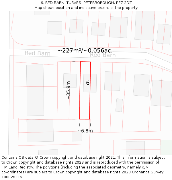 6, RED BARN, TURVES, PETERBOROUGH, PE7 2DZ: Plot and title map