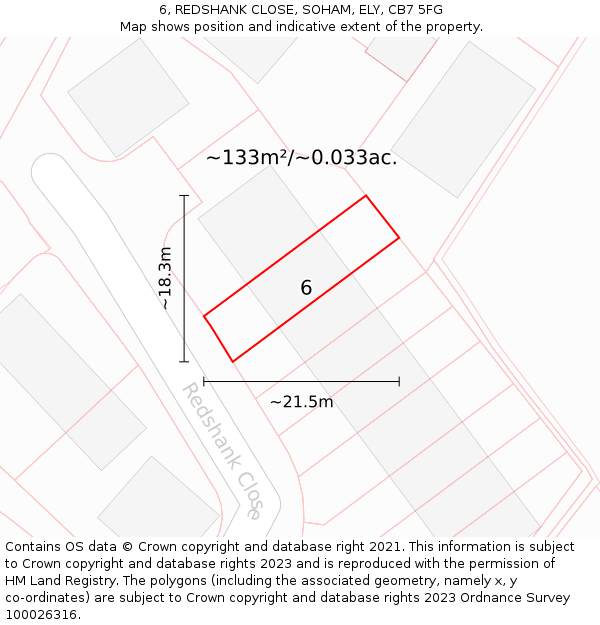 6, REDSHANK CLOSE, SOHAM, ELY, CB7 5FG: Plot and title map