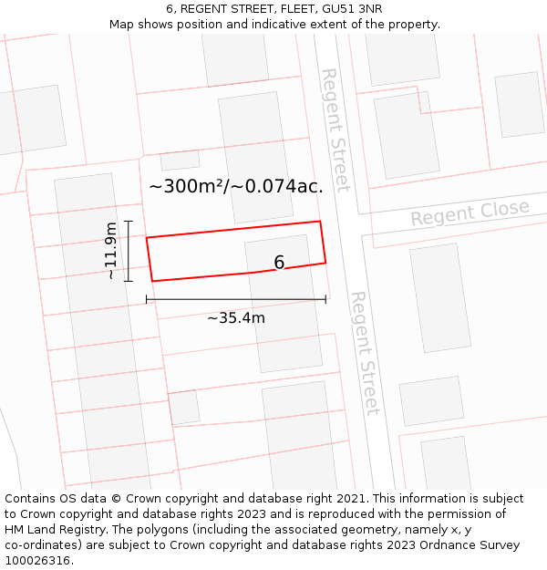 6, REGENT STREET, FLEET, GU51 3NR: Plot and title map