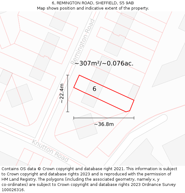 6, REMINGTON ROAD, SHEFFIELD, S5 9AB: Plot and title map