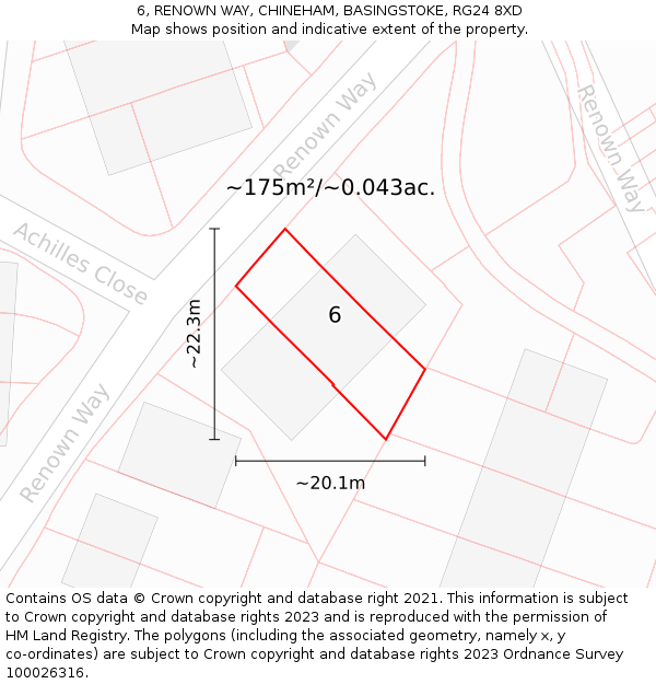 6, RENOWN WAY, CHINEHAM, BASINGSTOKE, RG24 8XD: Plot and title map