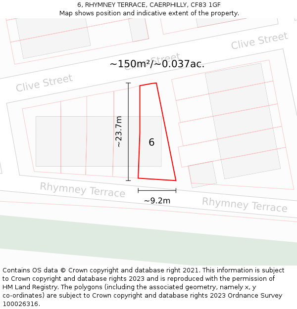 6, RHYMNEY TERRACE, CAERPHILLY, CF83 1GF: Plot and title map