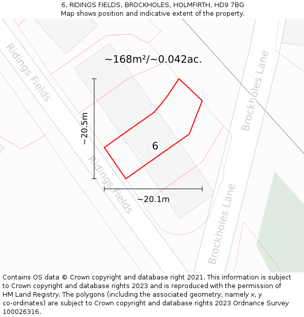 6, RIDINGS FIELDS, BROCKHOLES, HOLMFIRTH, HD9 7BG: Plot and title map