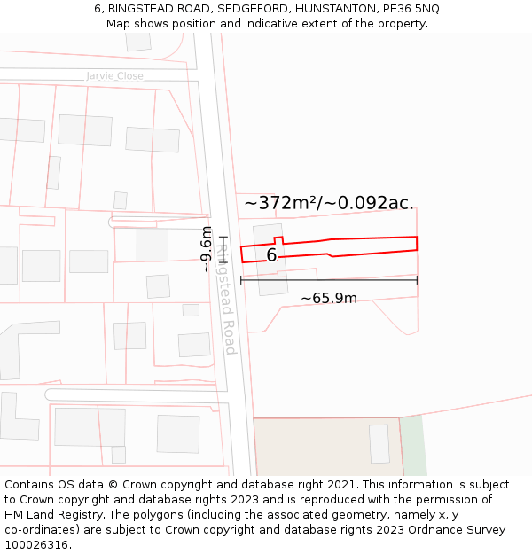 6, RINGSTEAD ROAD, SEDGEFORD, HUNSTANTON, PE36 5NQ: Plot and title map