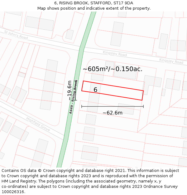 6, RISING BROOK, STAFFORD, ST17 9DA: Plot and title map
