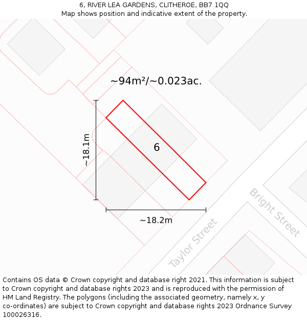 6, RIVER LEA GARDENS, CLITHEROE, BB7 1QQ: Plot and title map