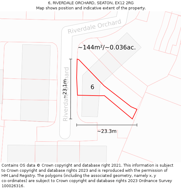 6, RIVERDALE ORCHARD, SEATON, EX12 2RG: Plot and title map