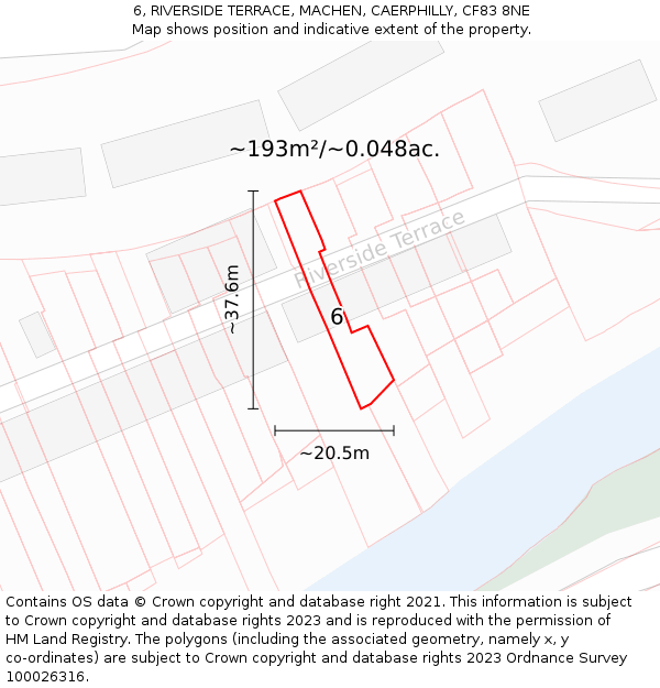 6, RIVERSIDE TERRACE, MACHEN, CAERPHILLY, CF83 8NE: Plot and title map