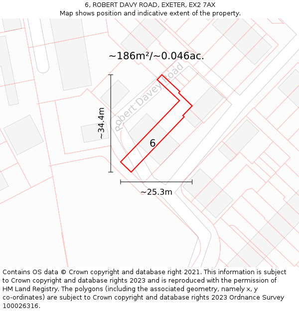 6, ROBERT DAVY ROAD, EXETER, EX2 7AX: Plot and title map