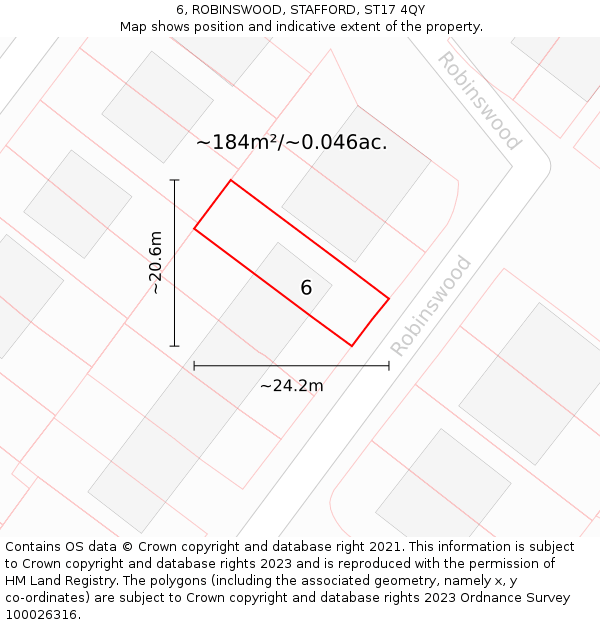 6, ROBINSWOOD, STAFFORD, ST17 4QY: Plot and title map