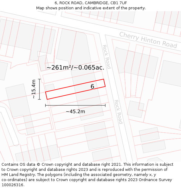 6, ROCK ROAD, CAMBRIDGE, CB1 7UF: Plot and title map