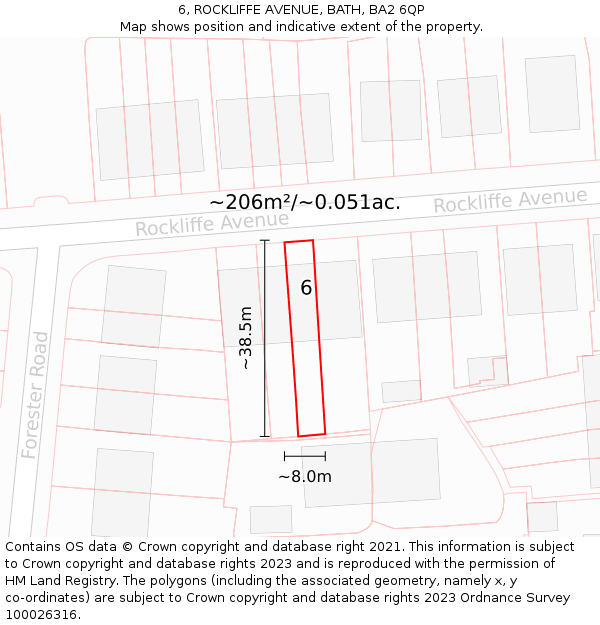 6, ROCKLIFFE AVENUE, BATH, BA2 6QP: Plot and title map