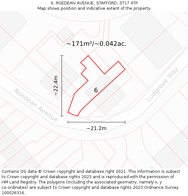 6, ROEDEAN AVENUE, STAFFORD, ST17 4TP: Plot and title map