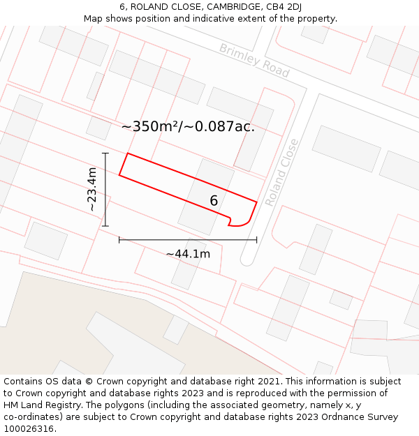 6, ROLAND CLOSE, CAMBRIDGE, CB4 2DJ: Plot and title map