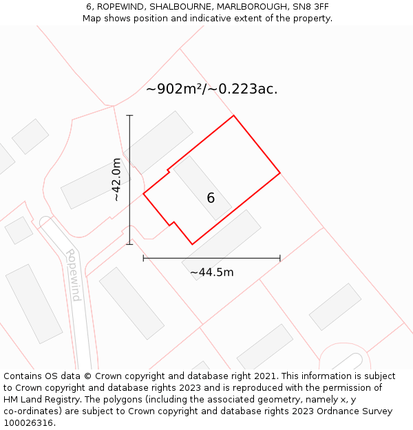 6, ROPEWIND, SHALBOURNE, MARLBOROUGH, SN8 3FF: Plot and title map