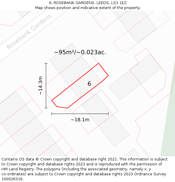 6, ROSEBANK GARDENS, LEEDS, LS3 1EZ: Plot and title map